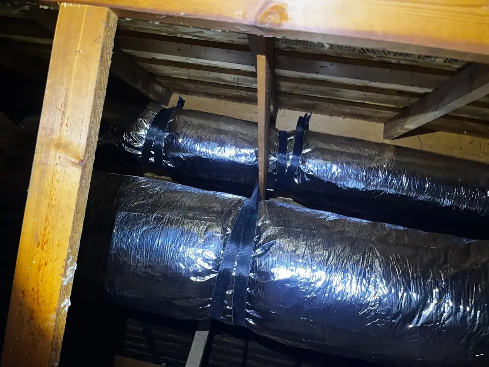 New flexible insulated ducts installed under the house